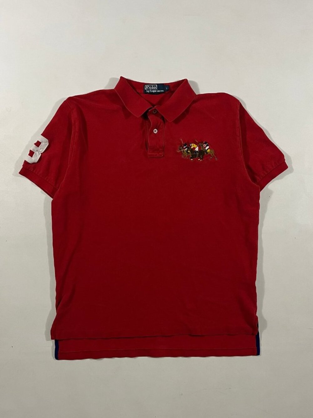 Polo Ralph Lauren Red Triple Pony Match Big Pony #3 Pique Polo Shirt L